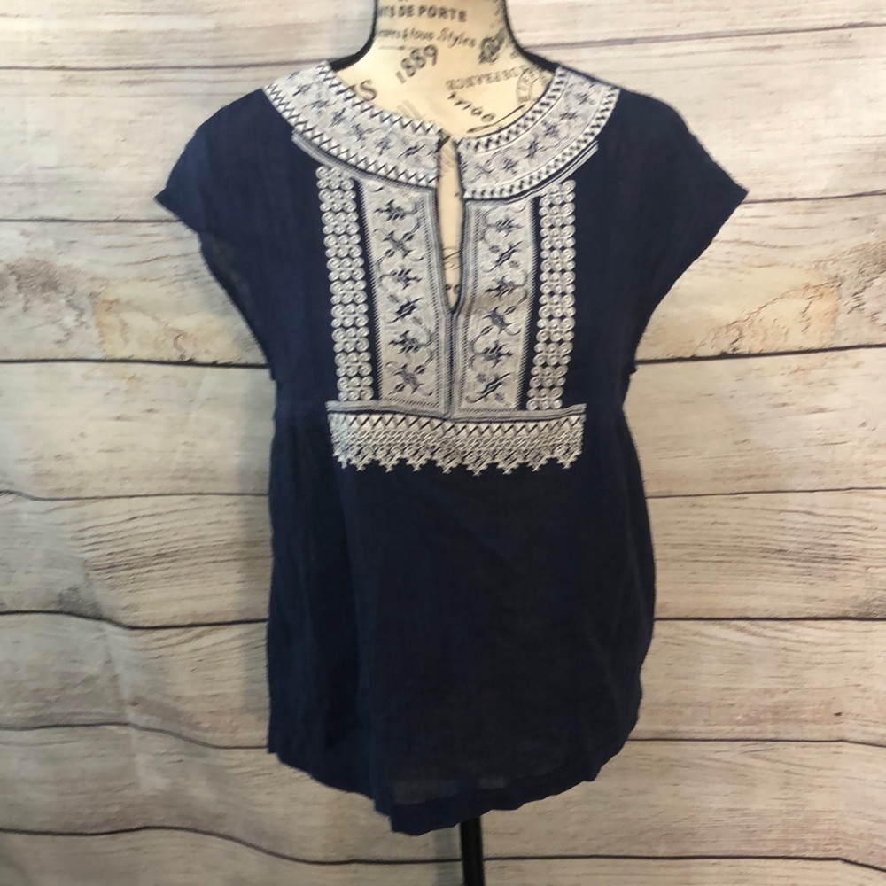 Madewell Kasbah Top Embroidered Navy Blue Size XS